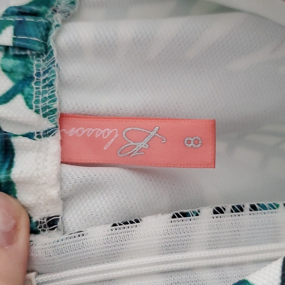 TROPICAL PLUNGE NECK FITTED MIDI DRESS - Picture 3 of 3